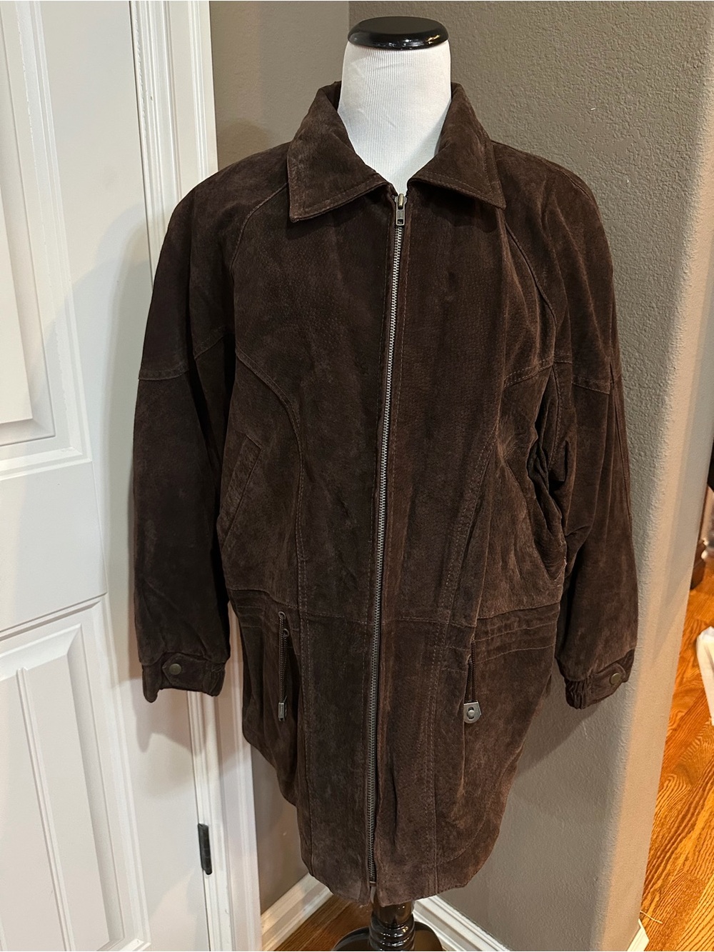 Brown leather Suede Zip-Front Ladies Jacket size XL